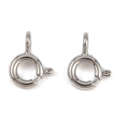 Платина Латунная застежка пружинного кольца, долговечный, без кадмия и без свинца, платина, 8x6x3 мм, отверстие : 1.5 мм