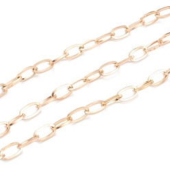 Настоящее золото 18K Ионное покрытие (ip) 304 кабельная цепь из нержавеющей стали, несварные, с катушкой, Плоско-овальные, реальный 18 k позолоченный, 10x5.5x1 мм, 32.8 футов (10 м) / рулон