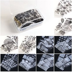 Смешанные Узоры 10 наклейки для ногтей из фольги для переноса стиля, наклейки для ногтей, украшения для ногтей, смешанные узоры, 50x4 см, 10 листы / коробка, коробка: 8.6x5.6x2.45 см