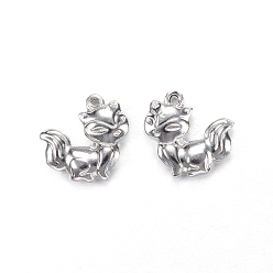 Нержавеющая Сталь Цвет 304 прелести нержавеющей стали, лиса, цвет нержавеющей стали, 15x15x4 мм, отверстие : 1.5 мм