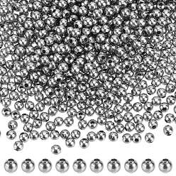 Нержавеющая Сталь Цвет 304 бусины из нержавеющей стали с круглым швом, для изготовления ювелирных изделий, цвет нержавеющей стали, 4x4 мм, отверстие : 1.5 мм, 1000 шт / коробка