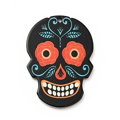 Черный Печатные 201 подвески из сахарного черепа из нержавеющей стали, очарование Синко де Майо, чёрные, 40.5x28x2 мм, отверстие : 2 мм