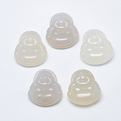 Натуральный Агат Натуральный белый агат подвески, Майтрейя, 26~27x24~26x8~9 мм, отверстие : 1 мм