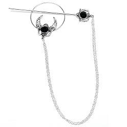 Черный Сплав дамские вилки для волос, аксессуары для волос для женщин и девочек, чёрные, 125x110 мм