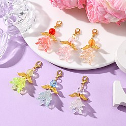 (52) Непрозрачная лаванда Акриловые подвески в виде ангела, Сплав с застежками когтя омара, разноцветные, 45 мм