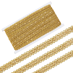 Gold Polyester Braided Lace Trim, Sewing Centipede Lace Ribbon, for Clothes Accessories and Curtains Accessories, Gold, 3/4 inch(18mm), about 15.00 Yards(13.72m)/Roll