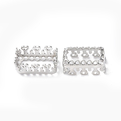 Platinum Brass Sew on Prong Settings, Filigree Open Back Claw Settings for Pointed Back Rhinestone, Rectangle, Platinum, Tray: 5x10mm, 11.5x6.5x5mm, Hole: 0.8mm