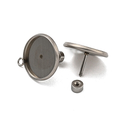 Нержавеющая Сталь Цвет Устойчивые к потускнению 201 серьги-гвоздики из нержавеющей стали, с 304 штифта из нержавеющей стали, плоско-круглые, цвет нержавеющей стали, 18.5x15.5 мм, отверстие : 1.8 мм, штифты : 8x1 мм
