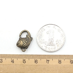 Fish Тибетском стиле сплава омаров коготь застежками, античная бронза, рыба, 20x13 мм