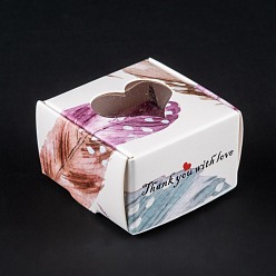 Перо Прямоугольная складная креативная подарочная коробка из крафт-бумаги, шкатулки, с прозрачным окном, перо рисунок, 4.3x4.3x2.7 см