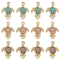 (52) Непрозрачная лаванда 16шт. сплава стразы соединительные подвески, золотой свет, без кадмия и без свинца, черепаха, разноцветные, 20x13.8x3 мм, отверстие : 1.5~1.6 мм