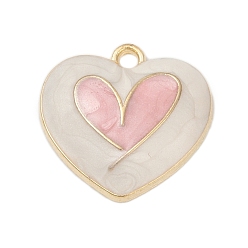 Белый Подвески из эмали и сплава, шарма сердца, золотые, белые, 18x18.5x4 мм, отверстие : 1.8 мм