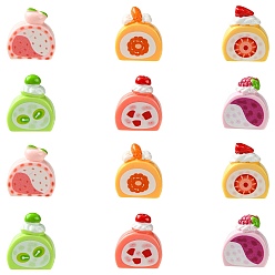Mixed Shapes 36 шт. 6 стили смоляные модели пищевых продуктов скульптуры витрины украшения, для куклы, разнообразные, 22~24.5x20.5~21.5x9~10 мм, 6 шт / стиль