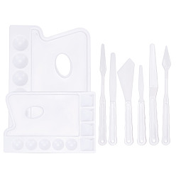 Белый Пластиковый нож для картины маслом, инструменты рисования, с пластиковой акварельной масляной палитрой, белые, 150~190 мм, отверстие : 3.5 мм, 6 шт / комплект, 1 комплект