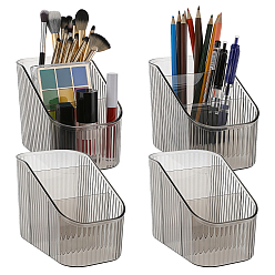 Gray 4Pcs 3 Grids PET Desktop Stationery Storage Box, Gray, 110.5x94.5x151mm