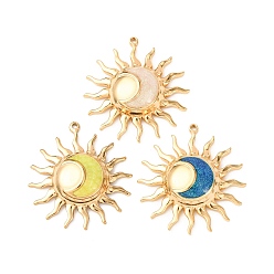 Золотой 304 подвески из нержавеющей стали, Вс & луна, с эмалью, золотые, 29x26.5x5.5 мм, отверстие : 1.2 мм