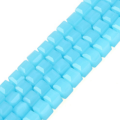 Небесно-голубой Стеклянные бусины, имитация нефрита , кубические, граненые, голубой, 5~6x5~6x5~6 мм, отверстие : 1~1.5 мм, около 91~100 шт / нитка, 20.28~22.24 дюйм (51.5~56.5 см)