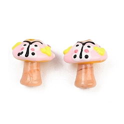 Светло-Коралловый Эмалевые бусины ручной работы в технике лэмпворк, бусины ручной работы, гриб, свет коралловый, 17.5~18.5x15~15.5 мм, отверстие : 1.2 мм