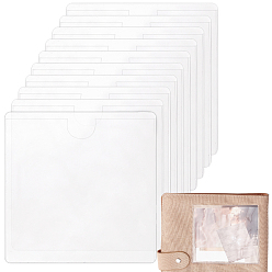 White 10Pcs PVC Transparent Card Holder, Self-adhesive Price Tag Label Bag, White, 105x105x0.5mm, 10pcs