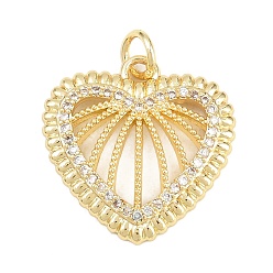 Настоящее золото 18K Латунные микро проложить кубического циркония подвески, сердце прелести, долговечный, стойки покрытие, без свинца и без кадмия, прозрачные, реальный 18 k позолоченный, 19x19x3 мм, отверстие : 3.2 мм