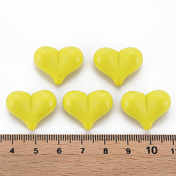 Yellow Opaque Acrylic Beads, Heart, Yellow, 17x22x10mm, Hole: 1.4mm, about 255pcs/500g