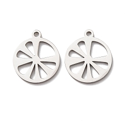 Нержавеющая Сталь Цвет Полые 304 из нержавеющей стали кулоны, очарование дольки лимона, цвет нержавеющей стали, 13x11x1 мм, отверстие : 1 мм