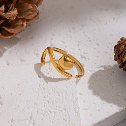 Cat Shape 304 открытые кольца-манжеты из нержавеющей стали для женщин, реальный 18 k позолоченный, вакуумное покрытие pvd, форма кошки, 7 мм, размер США 7 1/4 (17.5 мм)