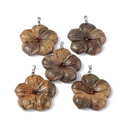 Красная Радужная Яшма Натуральная красная радуга яшма большие кулоны, прелести персикового цветка, с защелкой из платинового сплава на дужке, 57x48x9 мм, отверстие : 6x4 мм