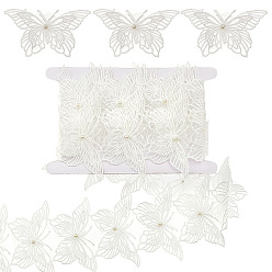 Белый 3 ярдов органзы с отделкой из кружева, вышитого пластиковыми жемчужинами, лента-бабочка, с картонной карточкой, белые, 4-1/8 дюйм (104 мм)