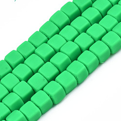 Spring Green Handmade Polymer Clay Beads Strands, Cube, Spring Green, 5x5x5mm, Hole: 1.8mm, about 86~88pcs/strand, 15.35 inch~16.34 inch(39~41.5cm)