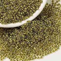 (RR1125) Sparkling Honey Beige Lined Chartreuse MIYUKI Round Rocailles Beads, Japanese Seed Beads, (RR1125) Sparkling Honey Beige Lined Chartreuse, 8/0, 3mm, Hole: 1mm, about 422~455pcs/bottle, 10g/bottle