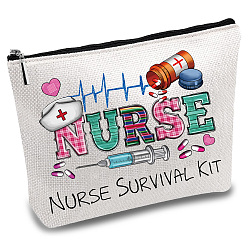 Слово Мешки для хранения из поликоттонового холста, металлические мешочки на молнии, прямоугольные, слово, 18x25 см