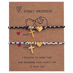 (52) Непрозрачная лаванда 2шт. 304 Набор парных браслетов из нержавеющей стали в форме сердца и религиозного креста, регулируемые браслеты для него и для нее, золотые, с приветствием crad, разноцветные, 11.02 дюйм (28 см)