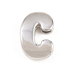Letter C Латунные бусины, долговечный, стойки покрытие, без свинца и без кадмия, платина, буква С, 13x9x4.5 мм, отверстие : 11x3 мм