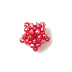 Красный Подвески из стекла в виде звезд, с настоящим 18позолоченным 304каратным золотом 20x21x13 кольцом из нержавеющей стали и бисером, граненые, красные, 3 мм, отверстие : {1} мм