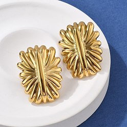 Настоящее золото 18K 304 из нержавеющей стали серьги, реальный 18 к глод, прямоугольные, реальный 18 k позолоченный, 32.5x24.5 мм