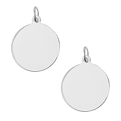 Посеребрённый 925 стерлингов серебряные подвески, подвески-пустые диски с соединительными кольцами, 1Замшевая ткань из ПК, квадратная салфетка для полировки серебра, 925 серебро покрытием, 14x12x0.5 мм, отверстие : 2.6 мм