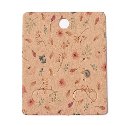 Цвет Древесины Бумажные карты дисплей ювелирных изделий, для подвешивания серьги, Прямоугольник с листа, деревесиные, 50x40x0.3 мм, отверстие : 5.3 мм