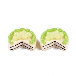 Dark Sea Green Opaque Resin Imitation Food Decoden Cabochons, Fruit Cake, Dark Sea Green, 16x20.5x10.5mm