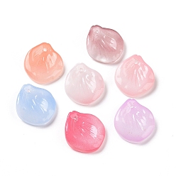 Mixed Color Electroplate Glass Pendant, Flower Petal, Mixed Color, 20x18x4mm, Hole: 1.2mm