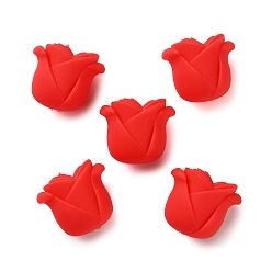 Красный Силиконовые бусины в форме розы, фокусные бусы, красные, 20x22x15 мм, отверстие : 3 мм