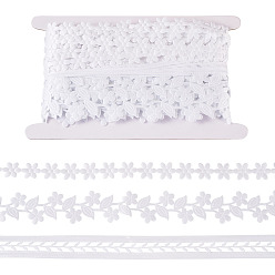 Белый 15ярды 3 стили полиэстеровые ленты с полыми листьями, для подарочной упаковки, с картой дисплея 1pc картона, белые, 5/8~1-3/8 дюйм (17~34 мм), 5ярды/стиль