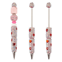 Гиацинт 2шт. полимерная глина стразы шариковая ручка, бисерная ручка, с железной фурнитурой, для индивидуальной ручки с ювелирными бусинами, сердце, гиацинт, 145x15~16 мм, 2 шт / комплект