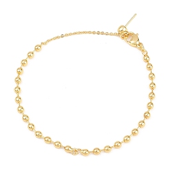 Настоящее золото 18K 3мм латунная шариковая цепочка для изготовления браслета, Регулируемые браслеты-слайдеры для подвесок, стойки покрытие, долговечный, без кадмия и без свинца, реальный 18 k позолоченный, 6.10 дюйм (15.5 см)