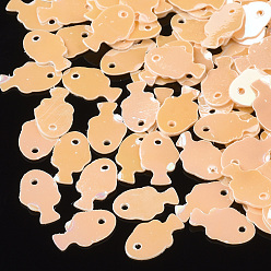 Легкий Лосось Аксессуары для орнаментов, пластиковые пайетки / блестки из пвх, рыба, светлый померанцевый, 8x5x0.3 мм, Отверстие : 0.8 мм , около 25000 шт / 500 г