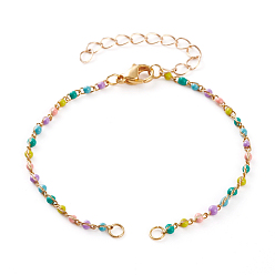 Золотой 304 бордюрные цепочки с эмалевым покрытием из нержавеющей стали, изготовление браслетов, с застежками-клешнями и прыжковыми кольцами, золотые, 6-1/8 дюйм (15.5 см)