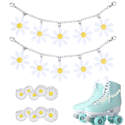 Платина 4 шт. 2 стили 304 цепочки для ремней из нержавеющей стали и украшения для обуви из эмалированного сплава, с подвесками из цветочной смолы, белый и желтый, платина, 168 мм, 2 шт / стиль