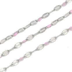 Pink Латунные цепочки, с эмалью, с катушкой, пайка без свинца и кадмия, платина, розовые, 4x2x1 мм