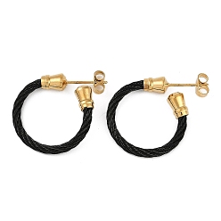 Черный Ионное покрытие (ip) 304 серьги-гвоздики из нержавеющей стали для женщин, чёрные, 24.5x5 мм