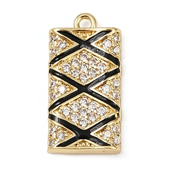 Настоящее золото 18K Латунные микро проложить кубического циркония подвески, прямоугольные, с эмалью, без свинца и без кадмия, долговечный, стойки покрытие, реальный 18 k позолоченный, 19.5x10x3 мм, отверстие : 1.5 мм